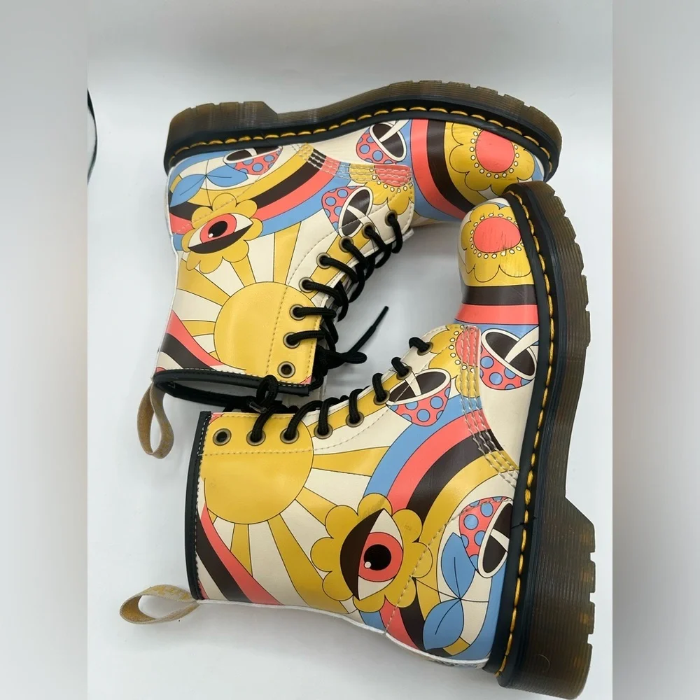 RARE Dr. Martens Vegan Leather 1460 Retro Kemble Lace Up Boots Combat Size 7 Y2K - Picture 8 of 14
